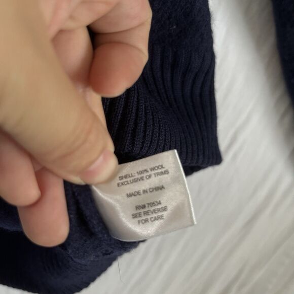 Orvis Wool 1/4 Snap Sweater Mens Size L Blue Elbow Patches Long Sleeve Pullover - Picture 7 of 12